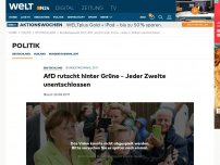 Bild zum Artikel: Bundestagswahl 2017: AfD rutscht hinter Grüne - Jeder Zweite unentschlossen