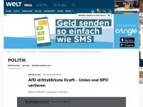 Bild zum Artikel: 'Deutschlandtrend': AfD drittstärkste Kraft - Union und SPD verlieren
