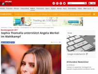Bild zum Artikel: Bundestagswahl 2017 - Sophia Thomalla unterstützt Angela Merkel im Wahlkampf