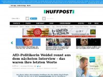 Bild zum Artikel: AfD-Politikerin Weidel rennt aus dem nächsten Interview - das waren ihre letzten Worte