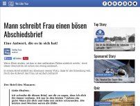 Bild zum Artikel: Mann schreibt Frau einen bösen Abschiedsbrief