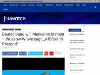 Bild zum Artikel: Deutschland will Merkel nicht mehr – Wussow-Witwe sagt: AfD: 19 Prozent!