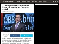 Bild zum Artikel: „Bildungskarenz vorbei“: Kern kehrt am Montag als ÖBB-Chef zurück