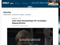 Bild zum Artikel: Umfrage: Jeder dritte Bundesbürger für vorzeitigen Abgang Merkels