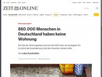 Bild zum Artikel: Wohnungslosigkeit: 860.000 Menschen in Deutschland haben keine Wohnung