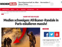 Bild zum Artikel: Medien schweigen: Afrikaner-Randale in Paris eskalieren massiv!