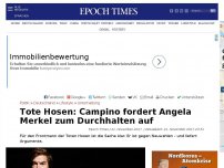 Bild zum Artikel: Tote Hosen: Campino fordert Angela Merkel zum Durchhalten auf