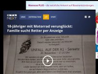 Bild zum Artikel: 18-Jähriger mit Motorrad verunglückt: Familie sucht Retter per Anzeige