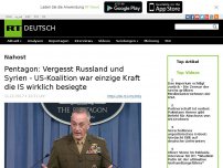 Bild zum Artikel: Pentagon: Vergesst Russland und Syrien - US-Koalition war einzige Kraft die IS wirklich besiegte