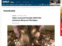 Bild zum Artikel: Vater vermacht Familie 2500 Kilo schweren Berg aus Pfennigen