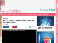 Bild zum Artikel: Recklinghausen: 12-jähriger Brandon wird seit Sonntag vermisst