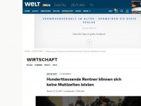 Bild zum Artikel: Hunderttausende Rentner können sich keine Mahlzeiten leisten