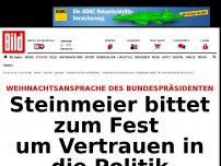 Bild zum Artikel: Weihnachtsansprache des Bundespräsidenten - Steinmeier bittet um Vertrauen in die Politik