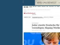 Bild zum Artikel: Jeder zweite Deutsche wünscht sich einen vorzeitigen Abgang Merkels