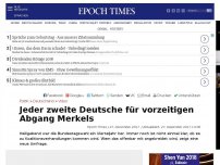 Bild zum Artikel: Jeder zweite Deutsche für vorzeitigen Abgang Merkels