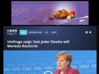 Bild zum Artikel: Umfrage zeigt: fast jeder Zweite will Merkels Rücktritt