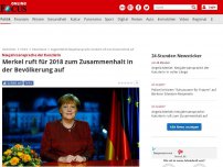Bild zum Artikel: Neujahrsansprache der Kanzlerin  - Merkel ruft für 2018 zum Zusammenhalt in der Bevölkerung auf