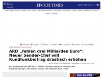 Bild zum Artikel: ARD „fehlen drei Milliarden Euro“: Neuer Sender-Chef will Rundfunkbeitrag drastisch erhöhen