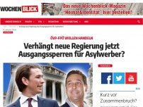 Bild zum Artikel: Verhängt neue Regierung jetzt Ausgangssperren für Asylwerber?