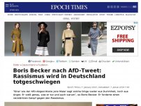 Bild zum Artikel: Boris Becker nach AfD-Tweet: Rassismus wird in Deutschland totgeschwiegen