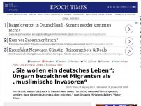 Bild zum Artikel: „Sie wollen ein deutsches Leben“: Ungarn bezeichnet Migranten als „muslimische Invasoren“