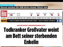 Bild zum Artikel: Foto geht um die Welt - Todkranker Großvater weint um sterbende Enkelin