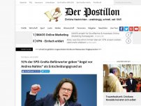 Bild zum Artikel: 91% der SPD-GroKo-Befürworter geben 'Angst vor Andrea Nahles' als Entscheidungsgrund an