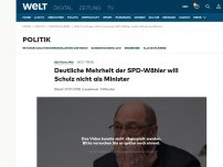 Bild zum Artikel: Deutliche Mehrheit der SPD-Wähler will Schulz nicht als Minister