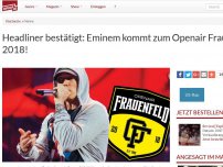 Bild zum Artikel: Headliner bestätigt: Eminem kommt zum Openair Frauenfeld 2018!