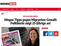 Bild zum Artikel: Wegen Tipps gegen Migranten-Gewalt: Politikerin zeigt 25-Jährige an!