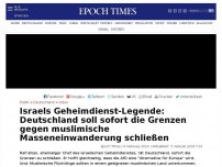 Bild zum Artikel: Israels Geheimdienst-Legende: Deutschland soll sofort die Grenzen gegen muslimische Masseneinwanderung schließen