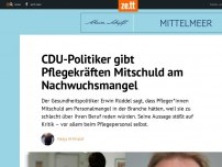 Bild zum Artikel: Dieser Politiker sagt, dass Pflegekräfte selbst am Nachwuchsmangel Schuld sind