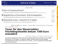 Bild zum Artikel: Teuer für den Steuerzahler: Flüchtlingsfamilie bekam 7300 Euro monatlich