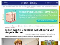 Bild zum Artikel: Jeder zweite Deutsche will Abgang von Angela Merkel