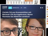 Bild zum Artikel: Grevesmühlen: Cäciele (14) mit Betreuer (24) durchgebrannt: Polizei fahndet europaweit!