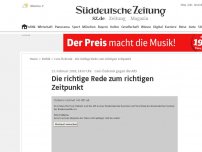 Bild zum Artikel: Die richtige Rede zum richtigen Zeitpunkt