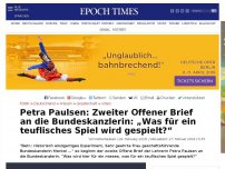 Bild zum Artikel: Petra Paulsen: Zweiter Offener Brief an die Bundeskanzlerin