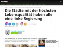 Bild zum Artikel: Die Städte mit der höchsten Lebensqualität haben alle eine linke Regierung.