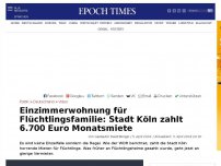 Bild zum Artikel: Einzimmerwohnung für Flüchtlingsfamilie: Stadt Köln zahlt 6.700 Euro Monatsmiete