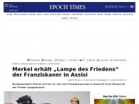 Bild zum Artikel: Merkel erhält „Lampe des Friedens“ der Franziskaner in Assisi