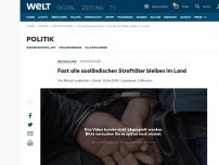 Bild zum Artikel: Fast alle ausländischen Straftäter bleiben im Land