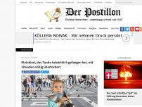 Bild zum Artikel: Kleinkind, das Taube tatsächlich gefangen hat, mit Situation völlig überfordert