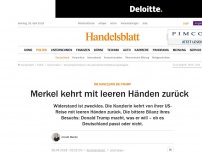 Bild zum Artikel: Die Kanzlerin  bei Trump: Merkel kehrt mit leeren Händen zurück