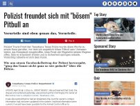 Bild zum Artikel: Polizist freundet sich mit 'bösem' Pitbull an