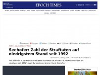 Bild zum Artikel: Seehofer: Zahl der Straftaten auf niedrigstem Stand seit 1992