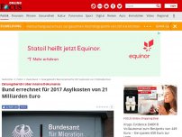 Bild zum Artikel: Zeitungsbericht über interne Dokumente - Bund errechnet für 2017 Asylkosten von 21 Milliarden Euro