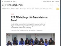 Bild zum Artikel: Italien: 629 Flüchtlinge dürfen nicht von Bord