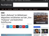 Bild zum Artikel: Nach „Rettung“ im Mittelmeer: Migranten revoltierten auf der „Vos Thalassa“ und bedrohten Schiffscrew