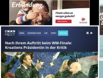 Bild zum Artikel: Nach ihrem Auftritt beim WM-Finale: Kroatiens Präsidentin in der Kritik