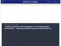 Bild zum Artikel: „Selten wurde so viel Vermögen in Friedenszeiten vernichtet“ – Wissenschaftler rechnet mit Merkel ab